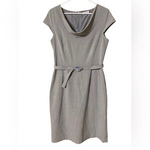 Calvin Klein Dress Women’s Size 8 Gray Cowl Neck Cap Sleeve Belted Lined Career